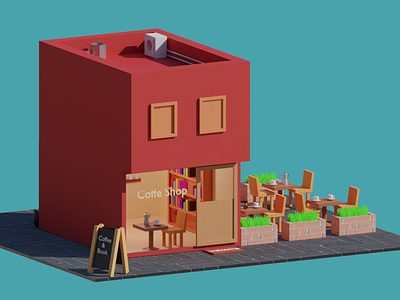 Coffe Shop 3D Low Poly Model