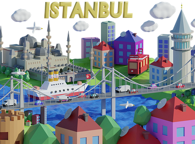 Istanbul Low poly Illustration ... 3d 3d art 3d model 3d modelling animation blender3d illustration modelling