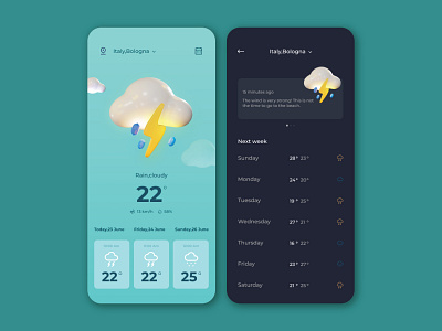 Weather APP app design illustration ui ux vector