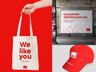 Six Market argentina branding branding and identity design icon illustration logo market shop supermarket supermercado vector
