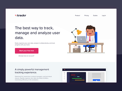 Trackr - Landing Page dashboard illustration landing page ui ux website