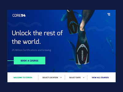 Core94 | Learn to Dive diving ui unsplash ux water web design website