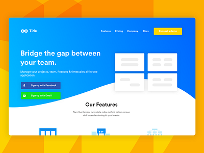 Tide - Landing page app landing page layout saas sketch web design website