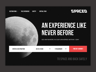 SPACED | Homepage Concept concept fun futuristic spaced spacedchallenge spacedchallenge homepage tech travel