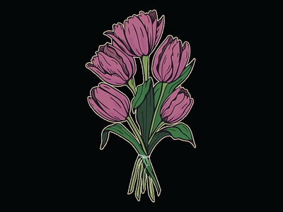 Countdown to Spring bouquet floral flower illustration pink sticker