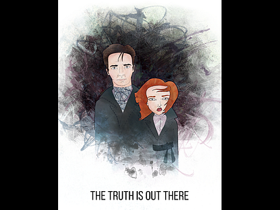 Mulder & Scully digital illustration illustration