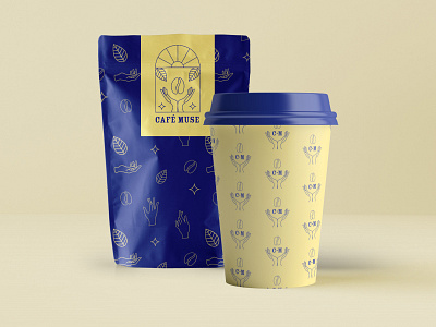 Coffee Packaging - Café Muse Visual Identity & Branding adobe illustrator adobe photoshop brand design branding café café brand coffee coffee cup coffee cup branding coffee packaging coffee shop design illustration logo packaging design pattern design restaurant brand restaurant branding vector visual identity