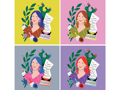 Daphne Caruana Galizia series of limited prints character flowers illustration illustrator journalist magdaazab malta newspaper prints quote typewriter woman women