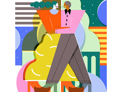 Happy Valentine’s Day! character characters colorful couple dance dancing flowers geometric illustration illustrator love lovers magdaazab tango