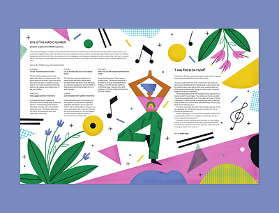 Breathe magazine – Beat it abstract character colors editorial illustration flowers geometry illustration illustrator magazine magdaazab music nature notes women