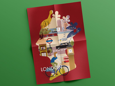 The multifaceted identity of London aoi bus car graphic illustration london magdaazab poster queen street taxi transport