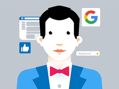 Twico team - Social media manager and Seo avatar character facebook google illustration man seo social team