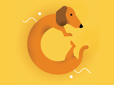 dachshund G alphabet dachshund dog g illo graphic design illustration type typography