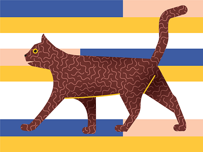 Fancy Cat in a fancy world animal cat illustration illustrator pattern stripes texture walking