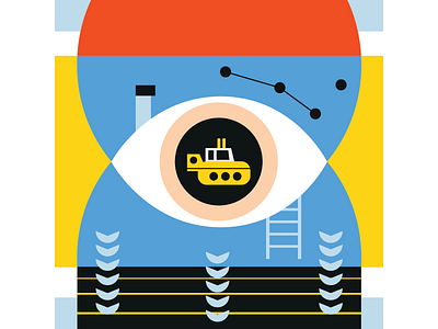 deep search conceptual editorial illustration illustration movie poster sea submarine symbolic wes anderson