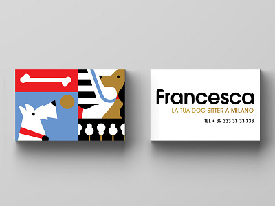 Francesca business card - front and back business cards logo identity dessign dogs dogsitter funny geometrical graphic illustration pattern stationery