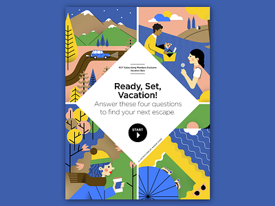 Endless Vacation magazine - quiz spring issue 2017 autumn car characters couple illustration magazine picnic seaside seasons spring summer winter