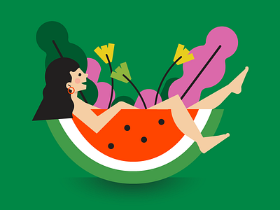 How to survive this heat wave character fruit funny illustration summer ui ux watermelon women