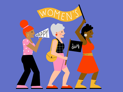 happy women's day characters flags illustration magdaazab vectorial women womens day