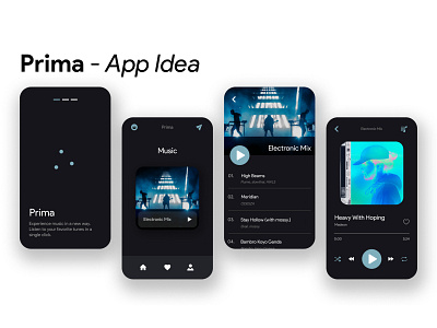 Prima - Music Streaming App branding design illustration ux