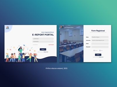 Login Page Online School Report design ui vector web