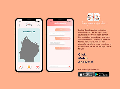 Dating Application UI Design datingapp design illustration mockup pamphlet ui