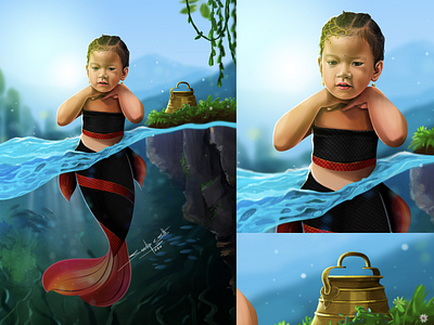 Newa: Mermaid | Digital Character Illustration character character design child digital art digital artist digital painting graphic art illustration little girl mermaid nepali newar newar culture