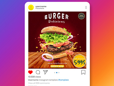 Burger Social Media Banner ad design ads advertising banner banner design burger design fast food graphic design photoshop social media banner social media banner post social media design social media post socialmedia