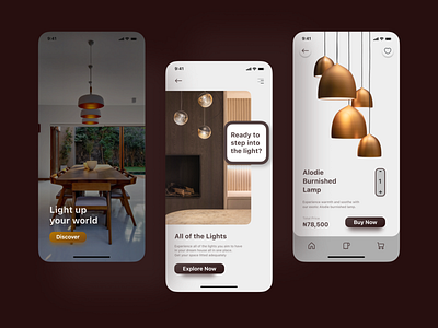 Mobile App - E-commerce Store for Lighting app design e commerce illustration lighting mobile app