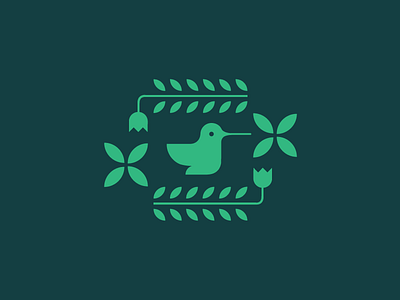 Feeling springy bird fauna flora flower humming bird icon identity logo mark thick lines