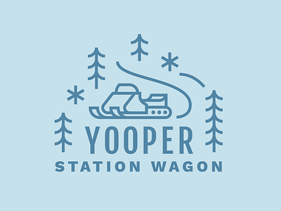 Yooper Station Wagon icon illustration michigan pines snow snowflake snowmobile trees upper peninsula yooper