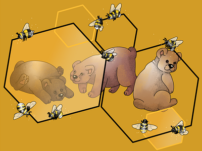 Honey Bears animals bears bees graphic design illustration
