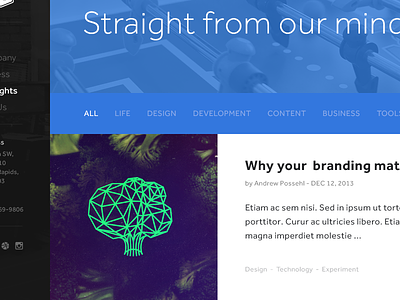 Thoughts - blog agency blog branding clean flat grid mighty thoughts