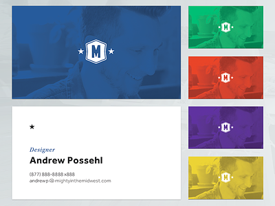 Mighty Business Cards andrew possehl business cards cards color identity mighty overlay print