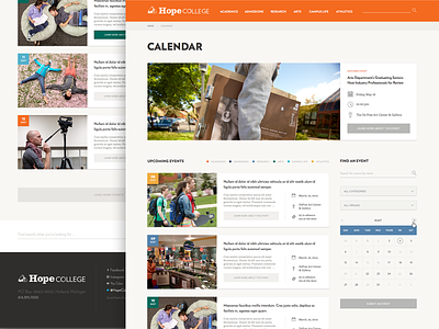 Hope College - Calendar & Events clean college color education grid typography university