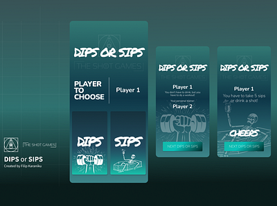 Dips or Sips (minigame from The Shot Games) app branding design illustration typography ui ux vector