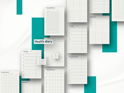 Printable templates canva collection diary health healthy workbook pdf shopping list template