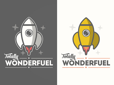 Totally Wonderfuel Logo design flat icon logo logo design minimal moon negative space rocket ship space starship wip