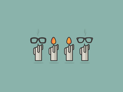 Two Ronnies Rip candle comedy flat flat design glasses icon logo logo design minimal rip simple wip