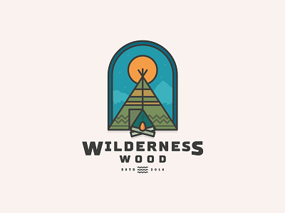 Dribble Wilderness Wood Logo camp camping character commerce logo design e flat flat design icon logo minimal outdoors wood