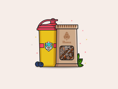 Granola And Matcha Tea To Go character commerce logo design e flat flat design food icon logo minimal rocket spaceman take away