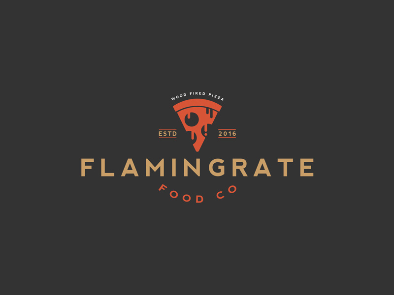 Flamin Grate Food Company Logo vintage ui flat-design icon logo liquid pizza flat minimal e-commerce logo-design character