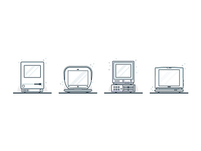 Vintage Computers character computer e commerce flat design icon logo logo design mac minimal office social ui