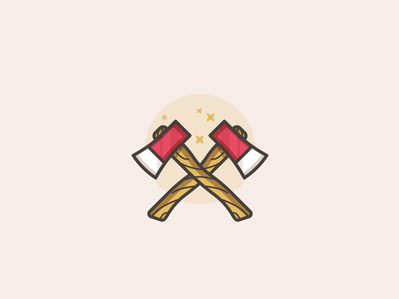 Camping axes logo-design woods minimal axe camping logo icon flat-design outdoors logo-type symbol mark