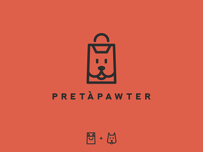 Pretapawter Logo bag boutique cute dog fashion geometric head icon identity logo minimal symbol