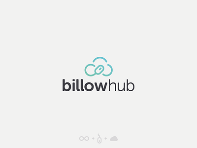 Billowhub Logo cloud data geometric hub icon identity infinity logo minimal mouse office symbol