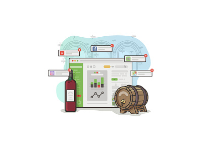 Client Wine Dashboard barrel cask cellar flat flat design icon minimal social stats ui vineyard wine
