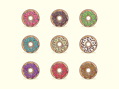Doughnuts For Everyone bakery diet doughnut flat flat-design hungry icon minimal pastry sweets treat