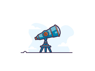 Go Explore blue explore flat flat design icon lab line art look minimal science sky telescope