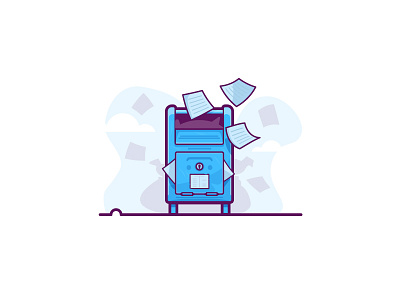 Your mailbox is full blue clouds email flat design full letters mail mailbox minimal postbox retro sky
